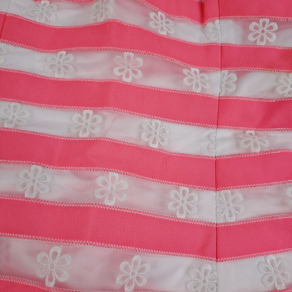 Lilly‎ Pulitzer Joslin Dress Size 0 Pink White Flutter Ribbon Floral Striped - Picture 11 of 16